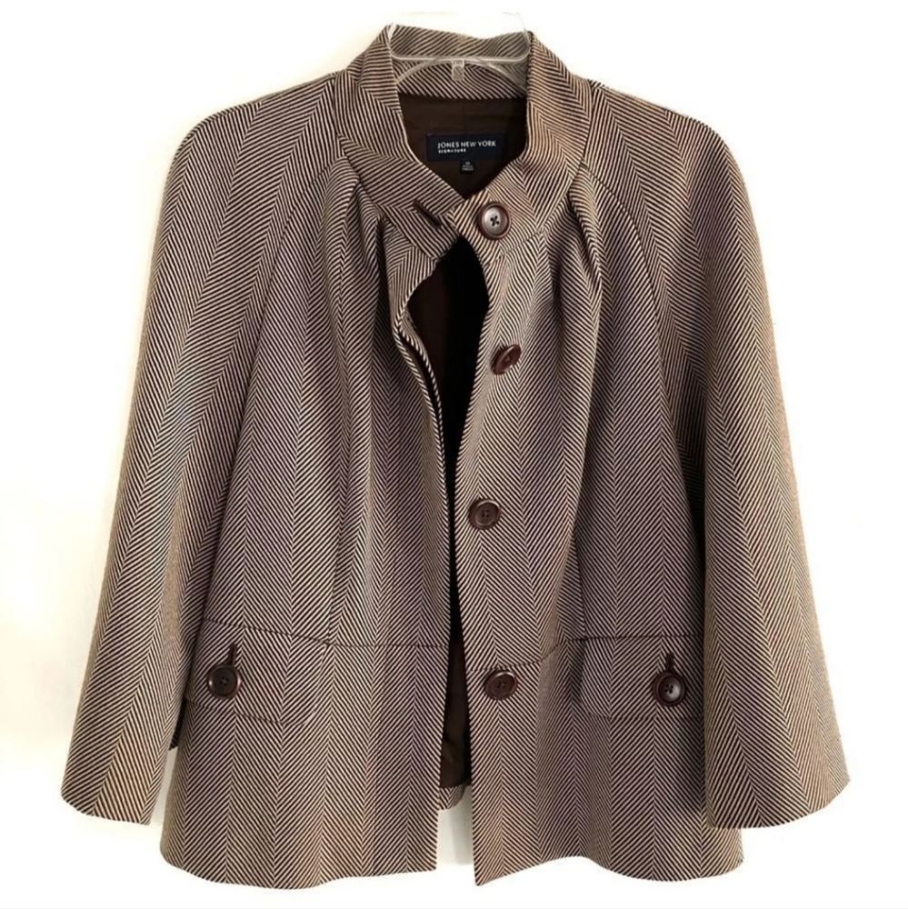 Jones New York Brown Herringbone Jacket